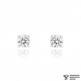 White Gold Round Brilliant Cut Lab Grown Diamond Earrings 2.11ct TDW White Gold Round Brilliant Cut Lab Grown Diamond Earrings 2.11ct TDW
